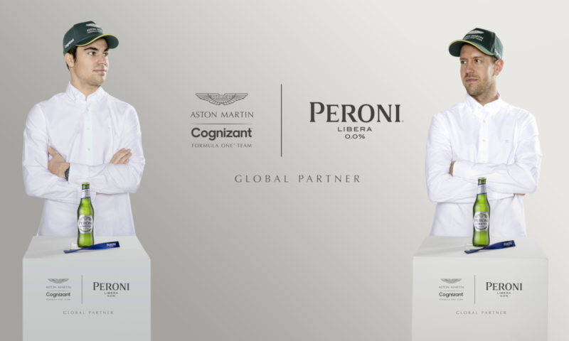 Coureurs Aston Martin F1 team met Peroni Libera 00